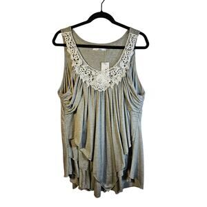 Rosegal Women's Tanktop Blouse Lace‎ Flowy Front Layers Size 3X NWT